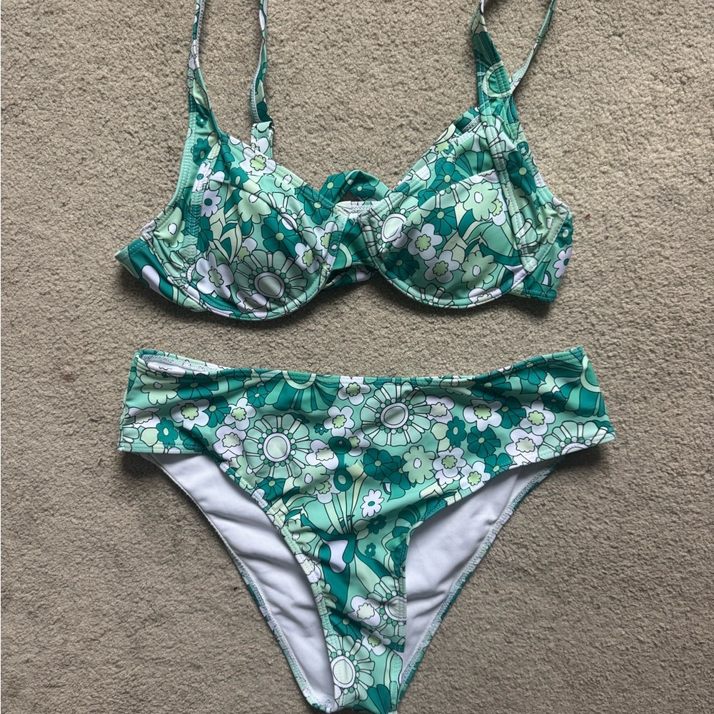 Floral Green Bikini Set